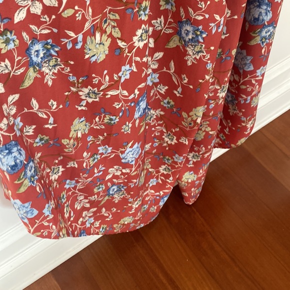 Bucket List Wide Flowy Leg Pants Red Floral print - Sz L wPockets - Picture 7 of 13